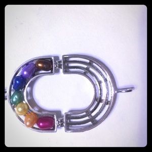 Rainbow cage with freshwater pearls